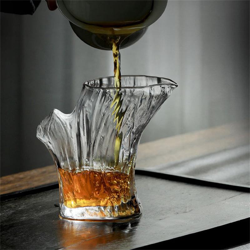 300ml Trees Stump Design Heat Resistant Glass Tea Pitcher Fair Mug Kung Fu Tea Dispenser Japanese Glass Whisky Dispenser 300ML