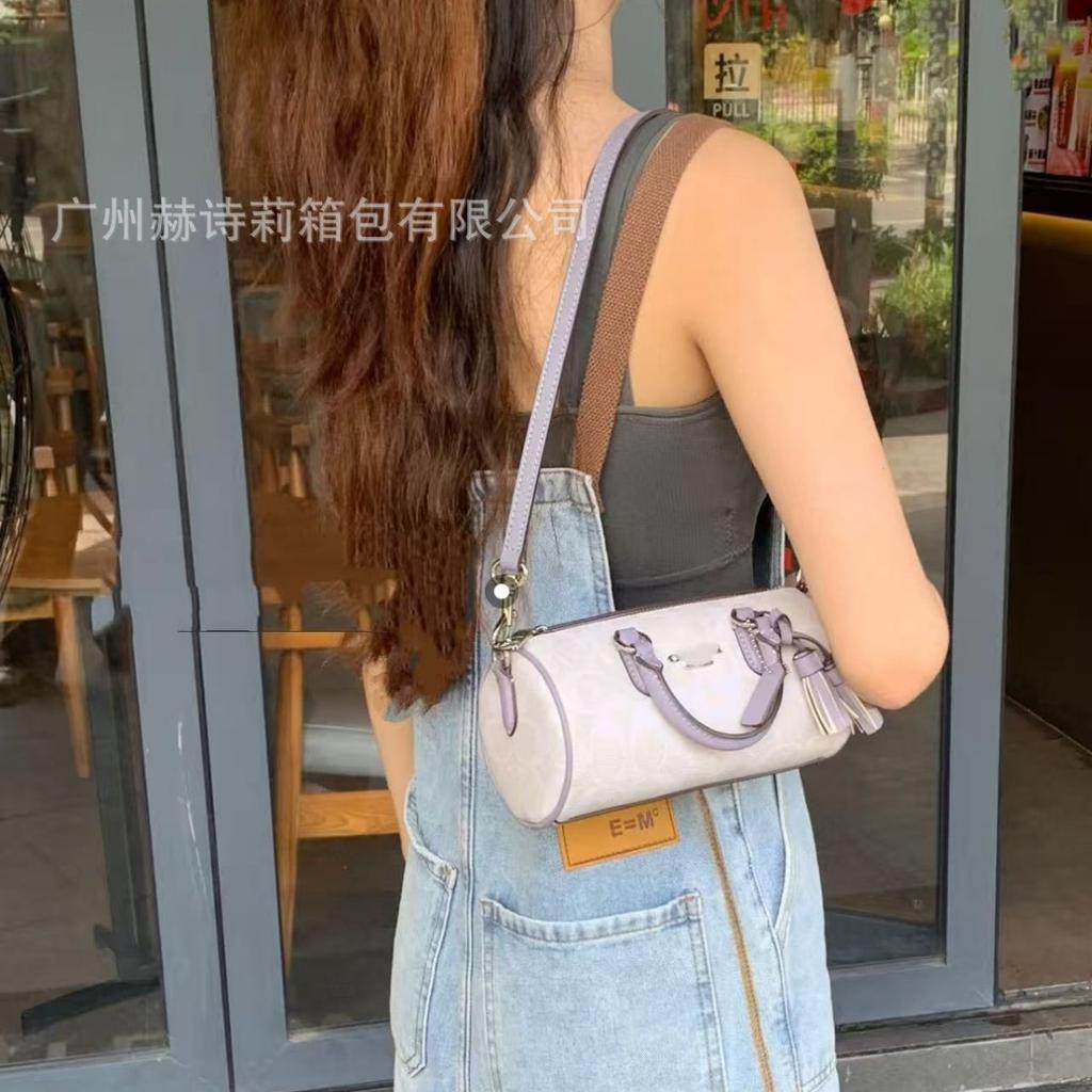 Koujia's New Lacey 19 Pen Holder Bag, European and American Retro-coated Presbyopia Shoulder Messenger Bag, Portable Cylinder Bag.