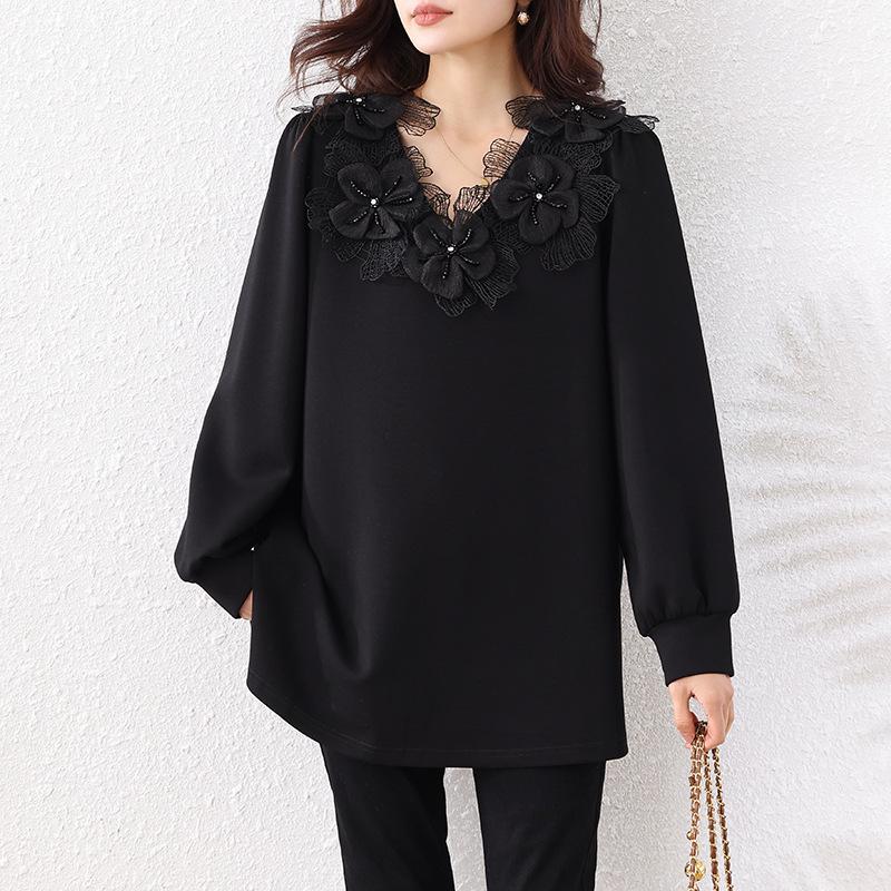 

Age-Reducing, No-Pill, Skin-Friendly Sweatshirt for Middle-Aged Women - Fashionable Loose Slimming Plus Size Top for Spring and Autumn 4XL