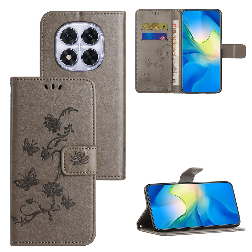 For Xiaomi Redmi Note 15 Pro 5G (Global) Case Wallet Stand Imprinted Butterfly Flower PU Leather Phone Cover
