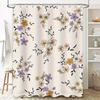 Vintage Floral Shower Curtain Decorative Bath Curtains for Bathroom Decoration Purple Yellow Flower Printed Fabric Waterproof Li