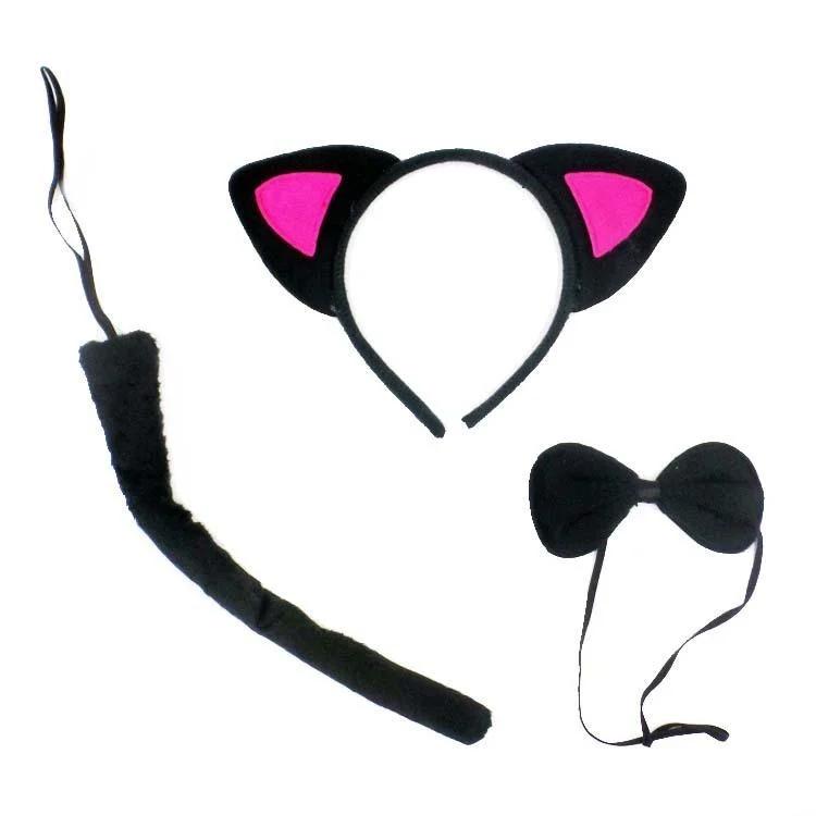 Set di animali per bambini da 3 pezzi con orecchie e coda Set di fasce per accessori per costumi Costume di Natale di Halloween