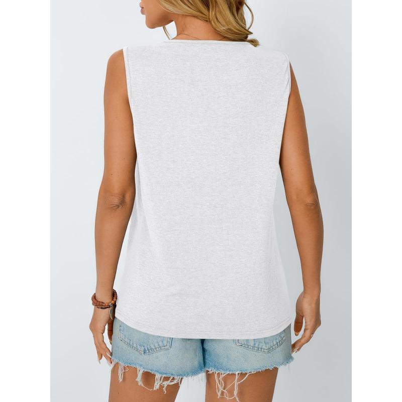 Spring Summer Round Neck Sleeveless Fashion Vest Loose Striped Top for Women Vest