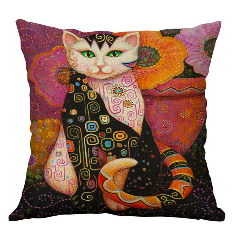 Square 177" Vintage Cats Pillow Case Cover Sofa Waist Cushion Covers Home Decor
