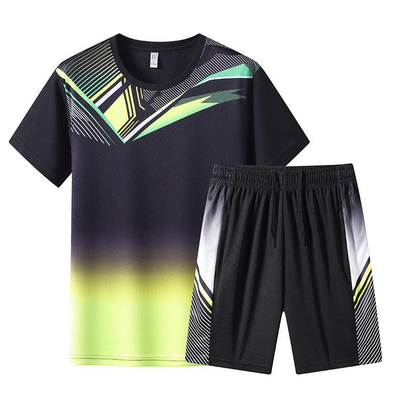 Sommer Rundhals 3D-Druck Set Modisch und Lässig Schnelltrocknend Sport Kurzarm Shorts Herren Bekleidungssets Sportbekleidung