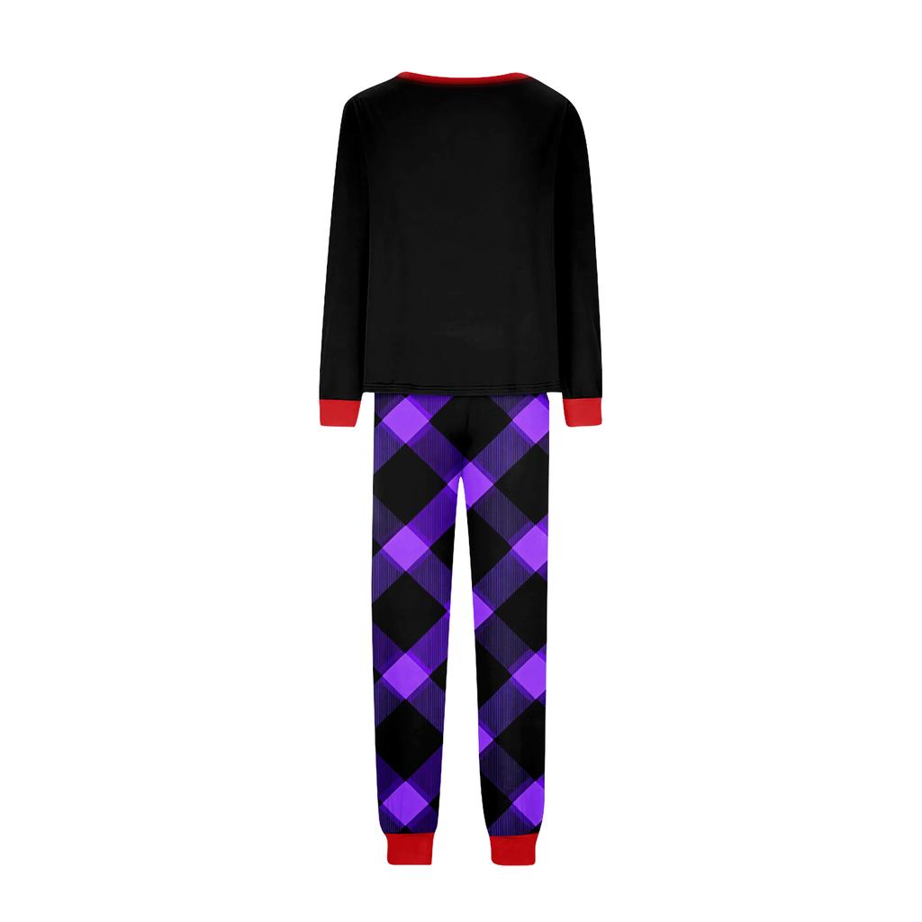 Christmas Print Crewneck Top and Plaid Pants Set, 2 Piece Holiday Outfit