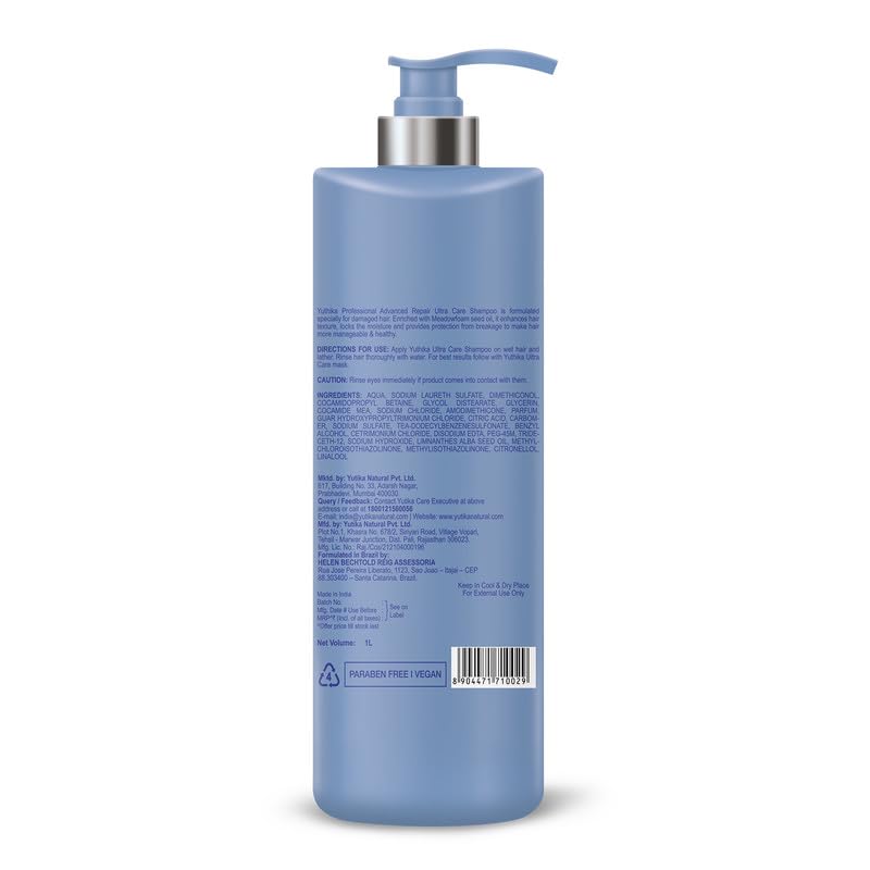 Yuthika Professionelles Ultra-Pflege-Shampoo 1-Liter-Packung für Frauen & Männer Trockenes, geschädigtes, krauses Haar