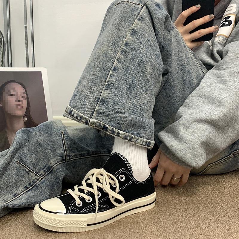 S white low-top canvas shoes men's retro women's shoes pointed student board shoes classic trendy shoes