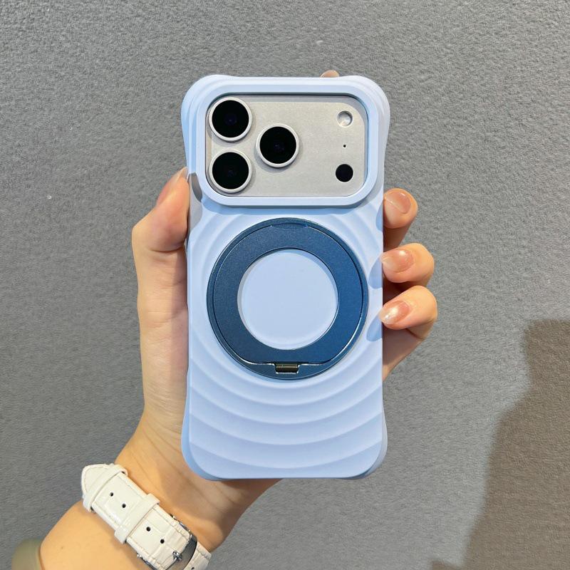 Bo Yang Liquid Silicone Magnetic Rotating Bracket Case for iPhone 17 Pro Max