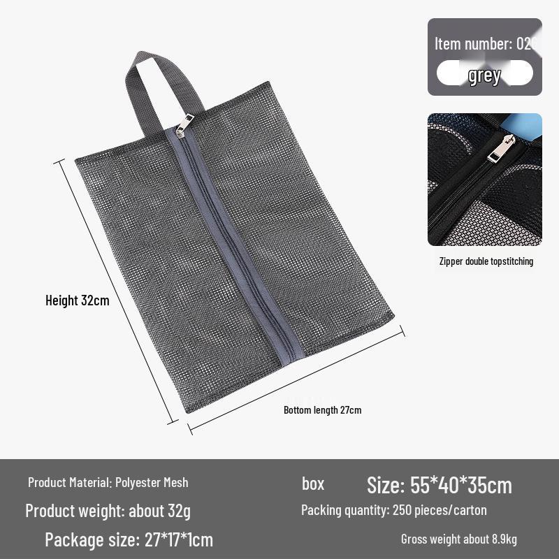 Sac de Plage Portable en Maille Multipoches Organisateur de Plage à Main en Polyester