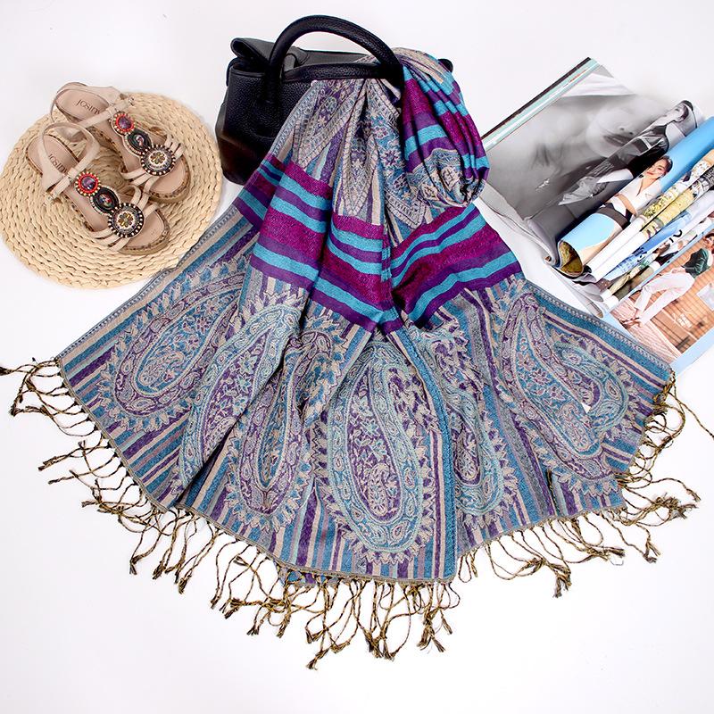 Long scarf Nepalese jacquard fringed cashew women's shawl scarf dual-purpose