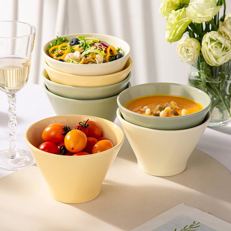 Deou Starlight Cream Style Conical Ceramic Bowl Set