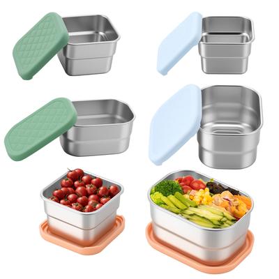 4/6 Stück Lebensmittelaufbewahrungsbox 130/230ML Edelstahl Kleine Snackboxen Stapelbar Gute Abdichtung Salatdressingbehälter für die Küche
