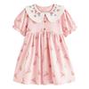 Girls' Pink Lapel Dress Baby Short-Sleeved Pure Cotton Babydoll Shirt Kidsren's Summer Dress Kidsren's Embroidered Princess Dress