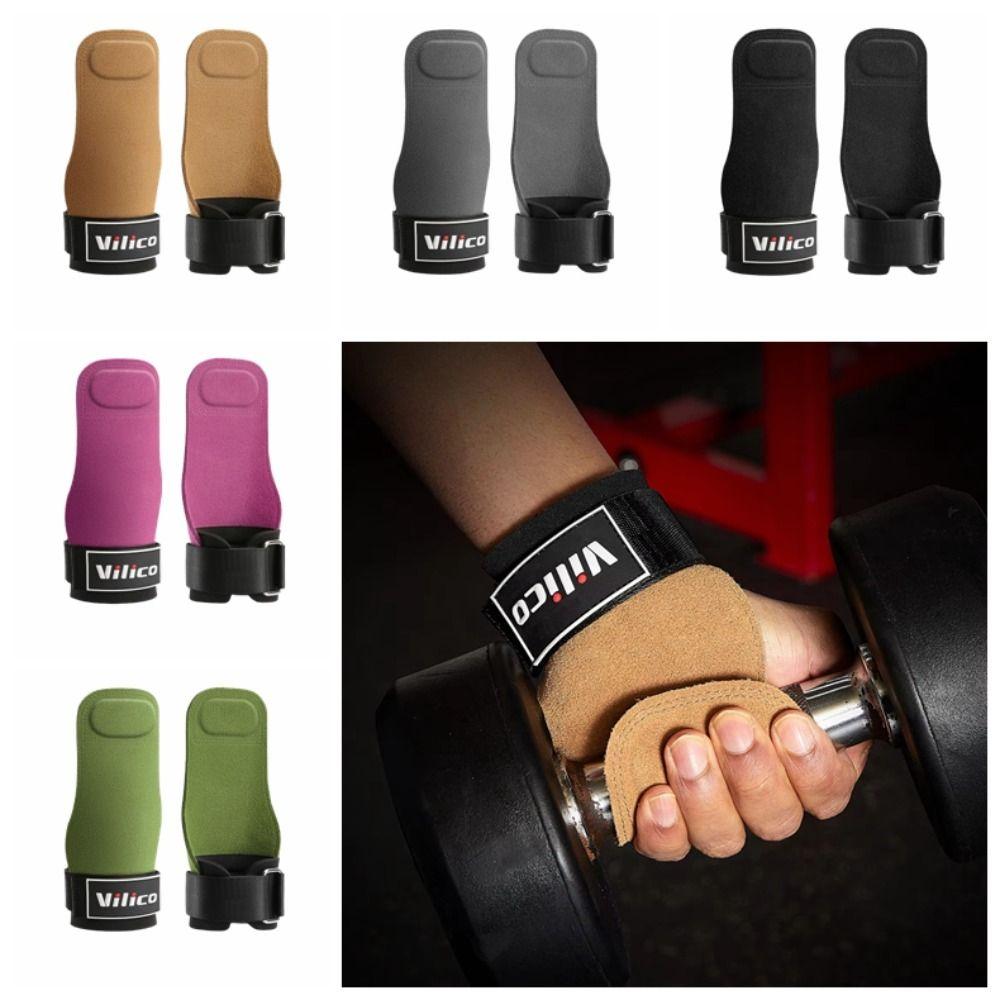 1 Pair Wear-resistant Cowhide Gym Gloves Adjustable Weightlifting Wrist Wraps  Gym/Fitness