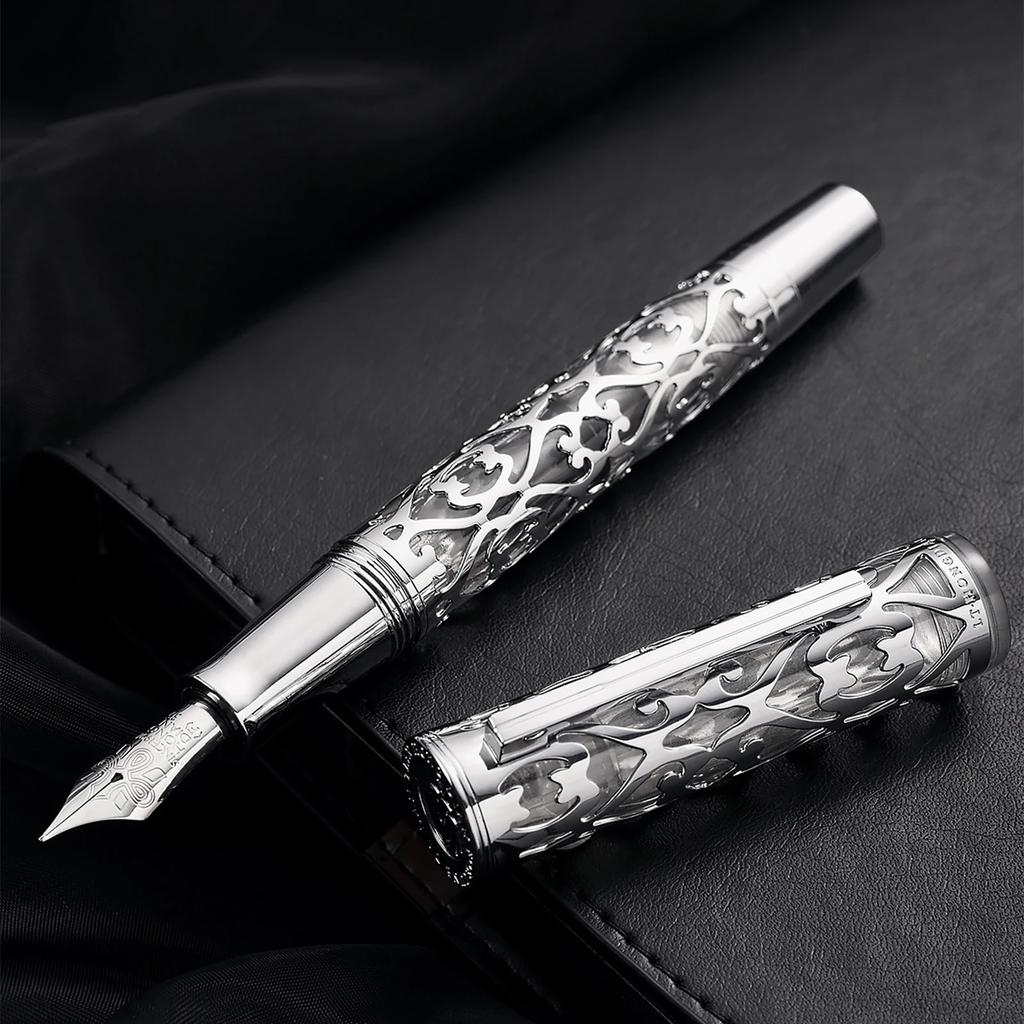 Hongdian D1 Resin Fountain Pen – 0.5mm F Nib, Skeleton Hollow Design, Piston Fill – High-End Business & Office Writing Pen