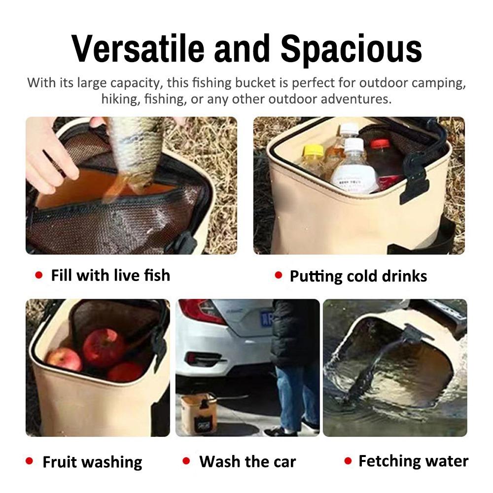 with Mesh Lid Fishing Bucket EVA Fish Containers Portable Fish Bucket  Fishing