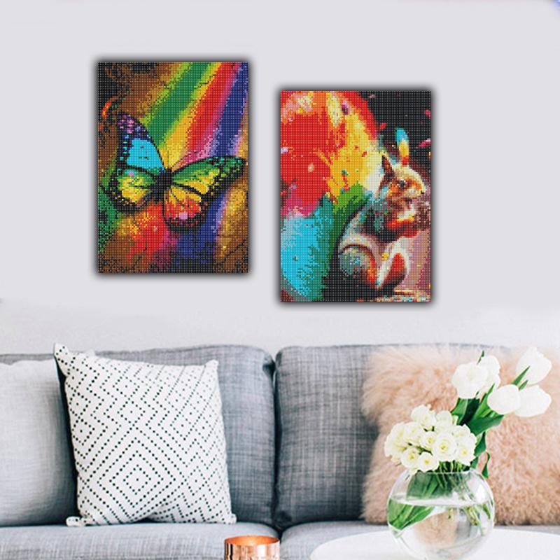 5D Diamond Painting Full Round Drill Diamond Rainbow Butterfly Diamond Painting Handmade Diy Diamond Mosaic Painting Home Decoration