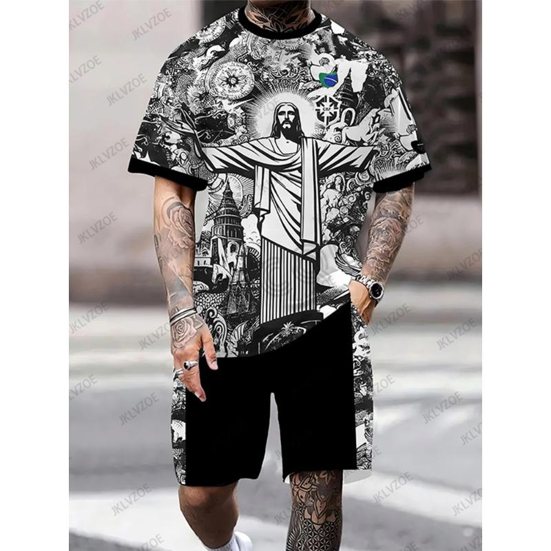 

Летний комплект футбольной майки Бразилии Jesus Special Edition, футболка + шорты, спортивная тренировочная форма, повседневная детская/взрослая одежда XS