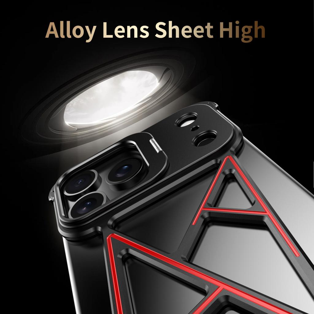 For iPhone 17 Pro Max Bumper Case Four Corner Airbag Kickstand Boardless A-Shape Metal Phone Cover