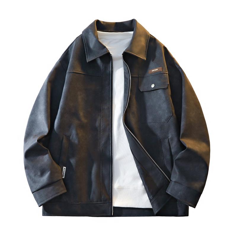 Осенняя куртка из искусственной кожи, Повседневная куртка, Высококачественная верхняя куртка для мужчин L