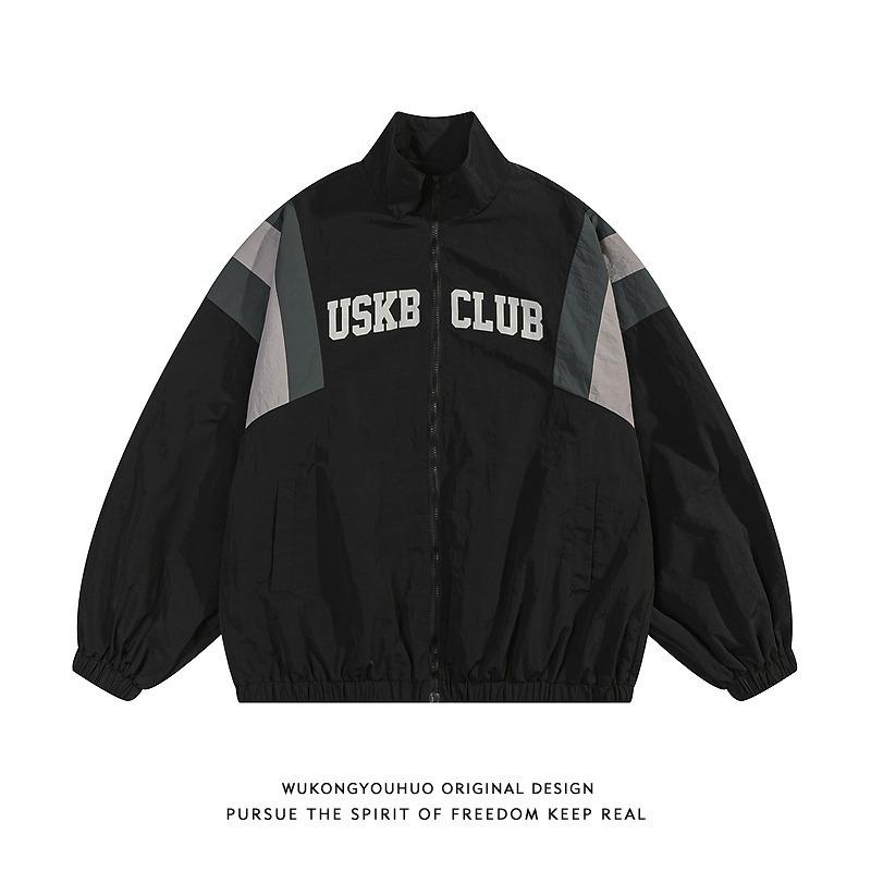 

Куртка унисекс в стиле ретро со стоячим воротником - весна 2024 г., винтажный стиль L