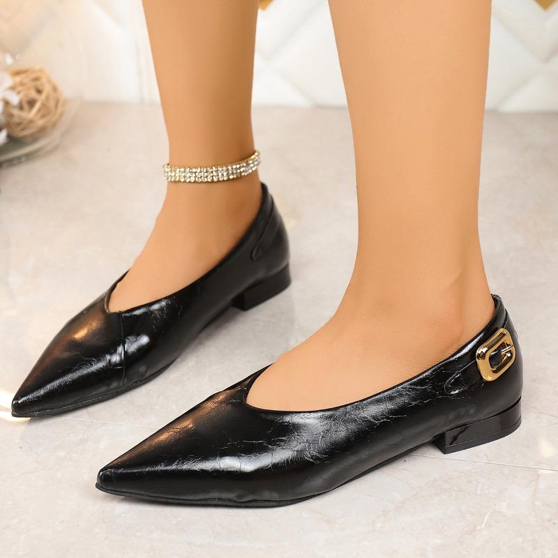 

Дизайнерский бренд 2025 Женская осенняя новинка Классические однотонные туфли на плоской подошве Нескользящая женская обувь Уличная Офисная Для покупок Zapatillas 35 чёрный