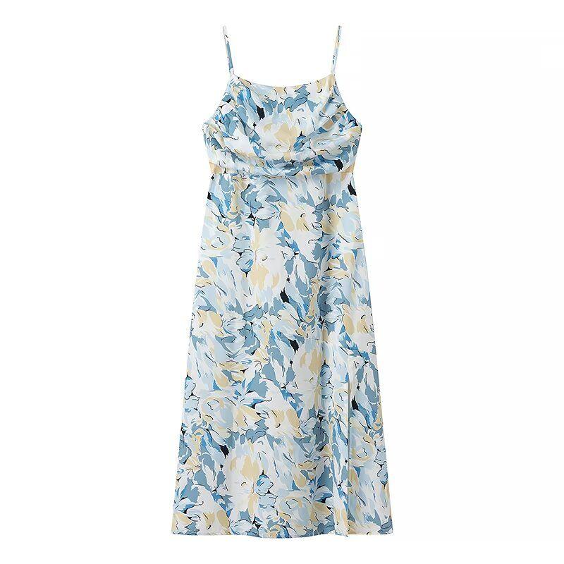 

Kaslead Новое поступление Женская одежда Модный стиль Модный Повседневный Минималистичный Свежий принт Платье-комбинация Color L