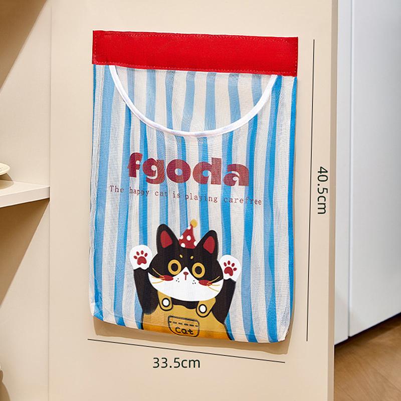 Wall Mounted Large Capacity Storage Bag Kitchen Garbage Bag Clutter Organizer Velcro Storage Pocket Multi-Purpose High Elastic B