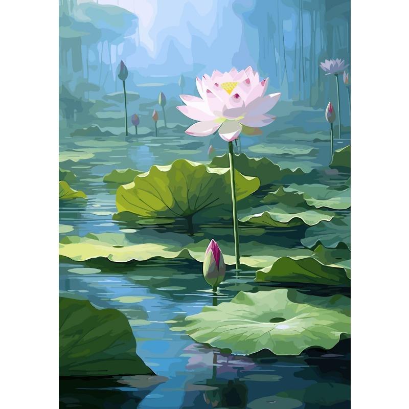 Beautiful Lotus Flower Colourful Modern Scenery Flowers Plants Canvas Painting Print Wall Art for Living Room Home Decor