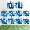 8Pcs Blue Number Balloon with Gold Crown Star Round Foil Balloons Party Decor Balloons Birthday Anniversary Holiday Party Decor
