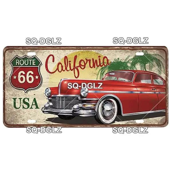 ROUTE 66 Metal Sign Tin Sign Licenses Plate Garage Decor Plaque Vintage Man Cave Bar Pub Club Home Wall Decor Garage Poster