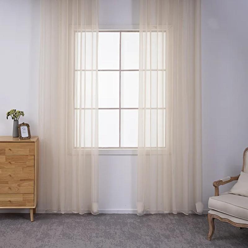 1pcs Beautiful Home Decoration Curtain Translucent Solid Color Gauze Curtains Gorgeous Hotel Living Room Decor Window Blind