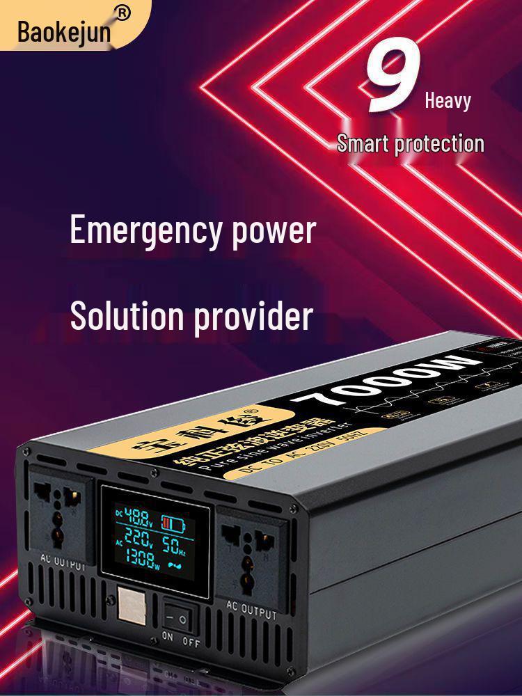 High Power Pure Sine Wave Inverter: 12V/24V Truck To 220V Electric Vehicle, 48V/60V Battery for Home or Car Use.