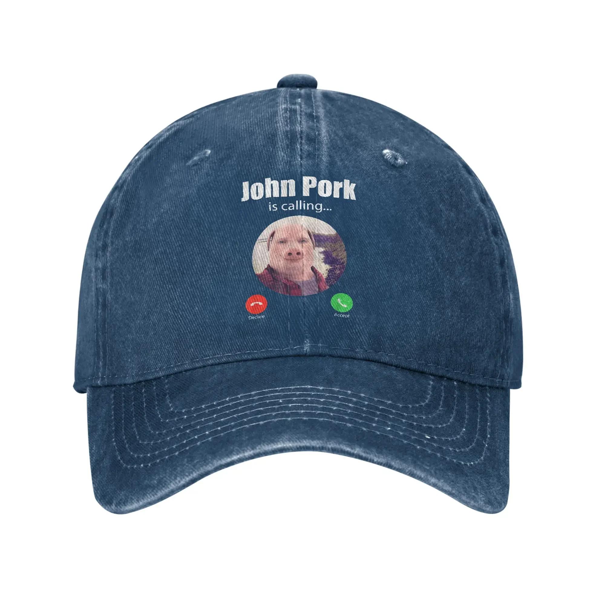 

Funny John Pork Is Calling Answer Call Phone Unisex Baseball Cap Distressed Washed Caps Hat Summer Unstructured Soft Sun Cap one size