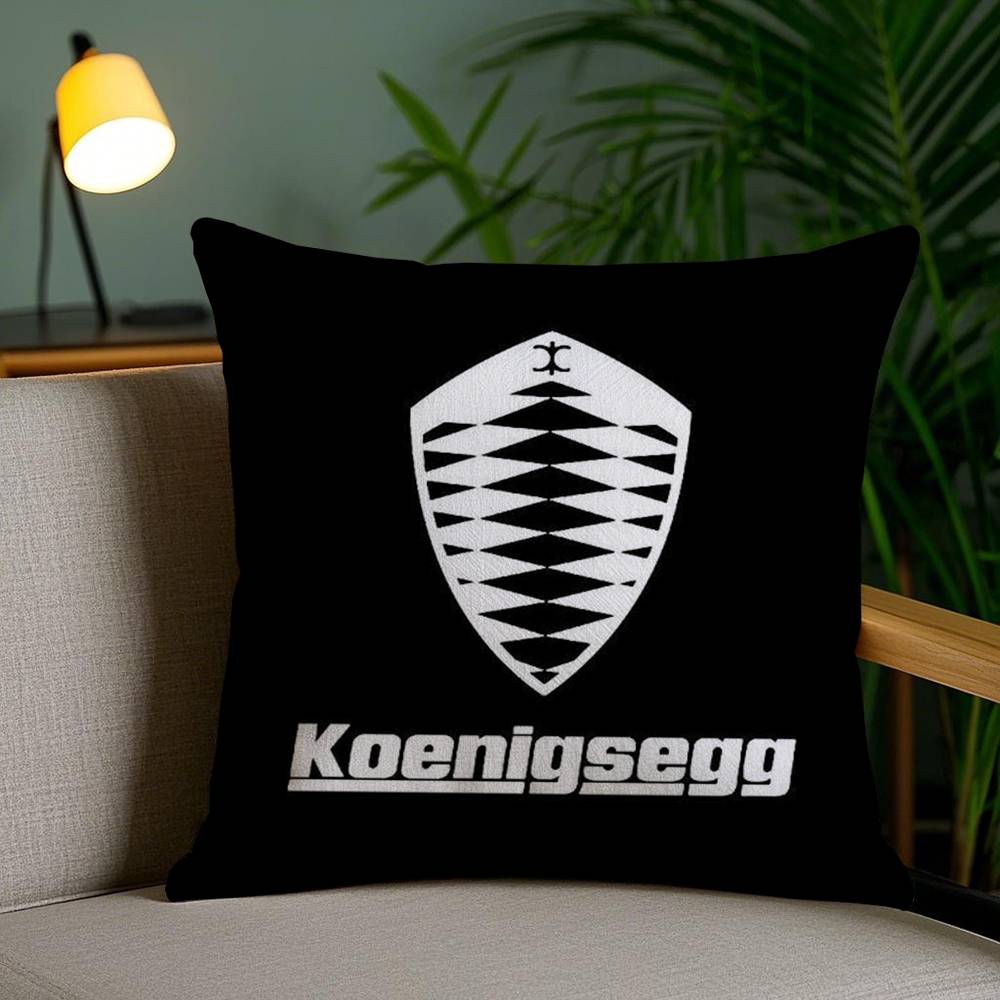 Luxury Car K-koenigsegg Logo Pillow Case Office Sofa Dorm Chair Back Short Plush Double-sided Printing Home  Cushion Cover