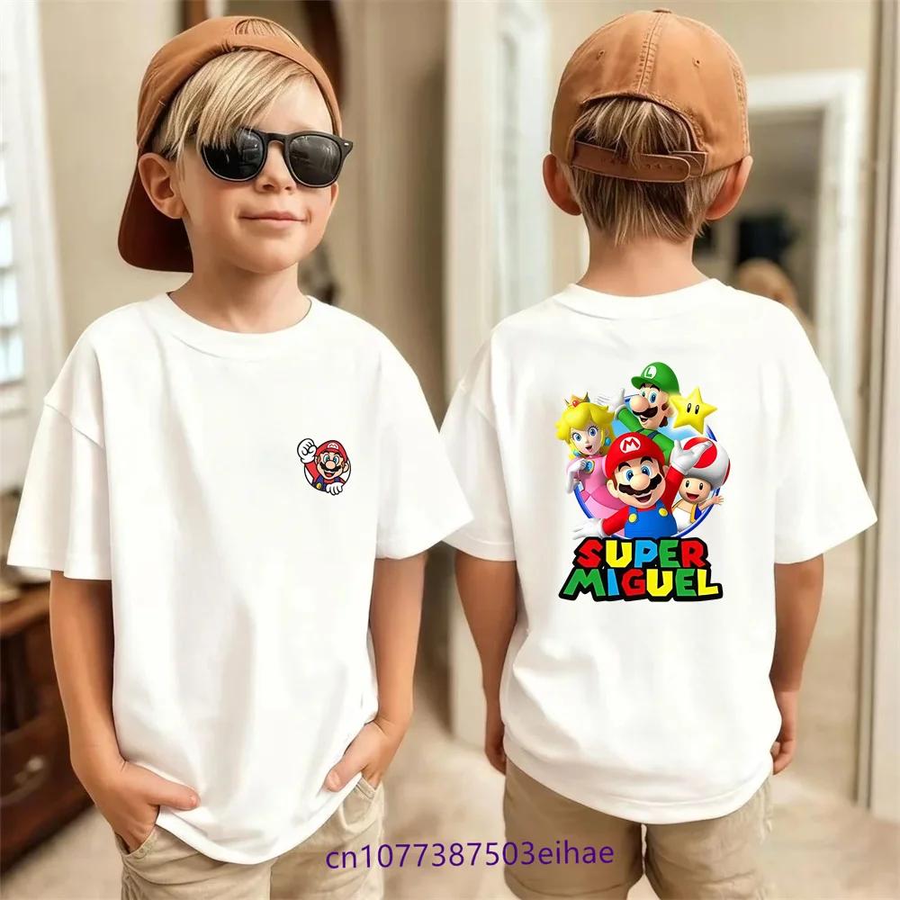 Super Mario Cartoon Printed TShirt Pure Cotton Breathable Short Sleeve Casual Fashion Tops Suitable For 314 Years Old Summer 100