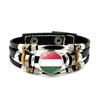 Factory National Country Flag Design Bracelet Crystal Bead Snap Button Sports National Team Jewelry Gift Leather Wrap Bracelet