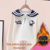 Girls' Sailor Collar Cartoon Sweatshirt - Seasonal Casual Top for Fall and Winter