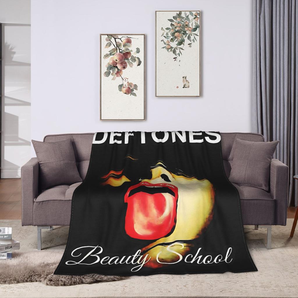 D-Deftoness Nu Metal Throw Blanket Super Soft Flannel For Kids Adult Airplane Travel Living Room Street Trend Sofa Bed Cover