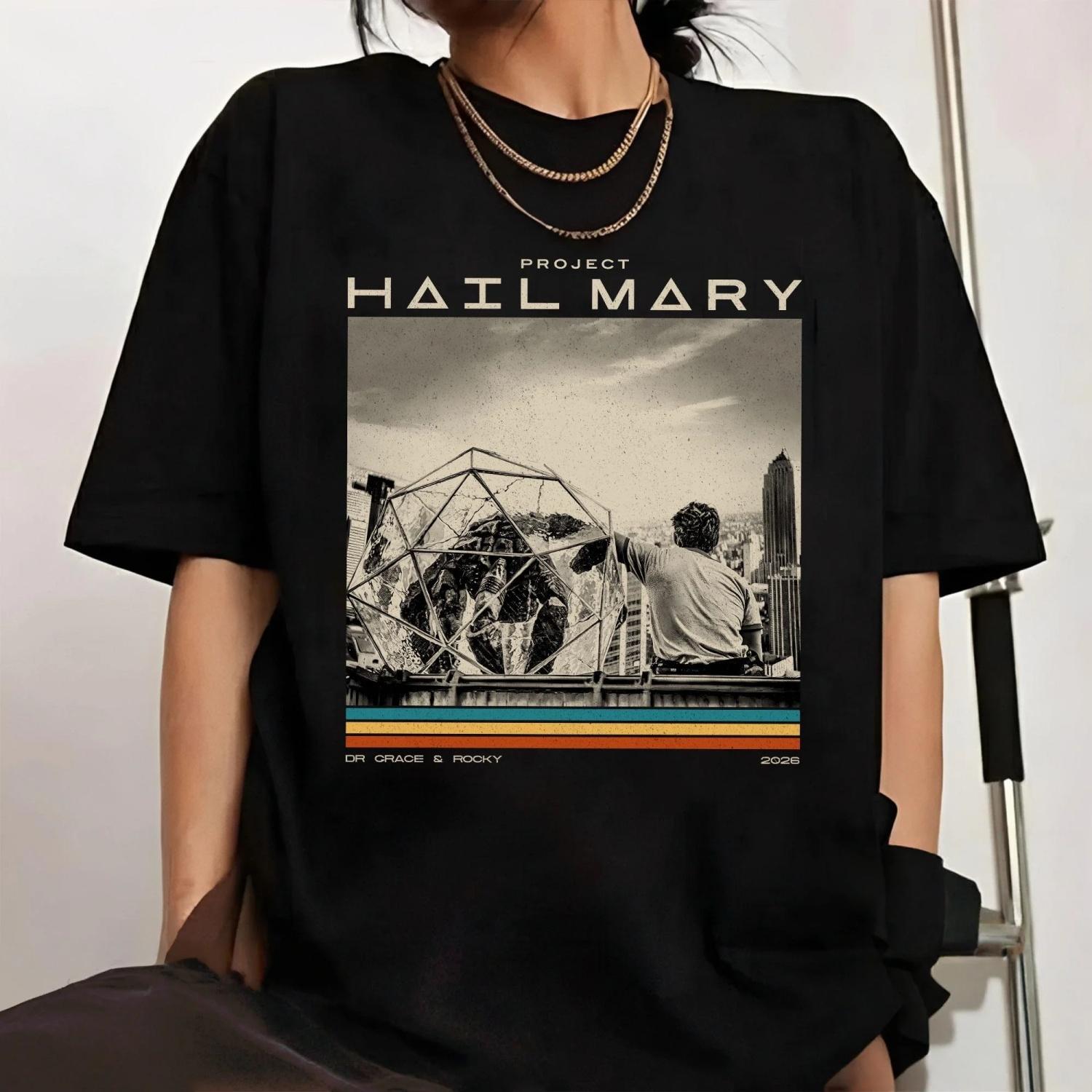 

Project Hail Mary Sci-fi Space Novel T-shirt Men and Women Summer Cotton Clothing Casual Fashion Short Sleeved Tee Streetwear S чёрный