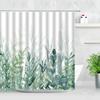 Natural Floral Shower Curtains Flowers Green Leaf Butterfly Water Color Art Nordic Modern Waterproof Bathroom Decor Curtain