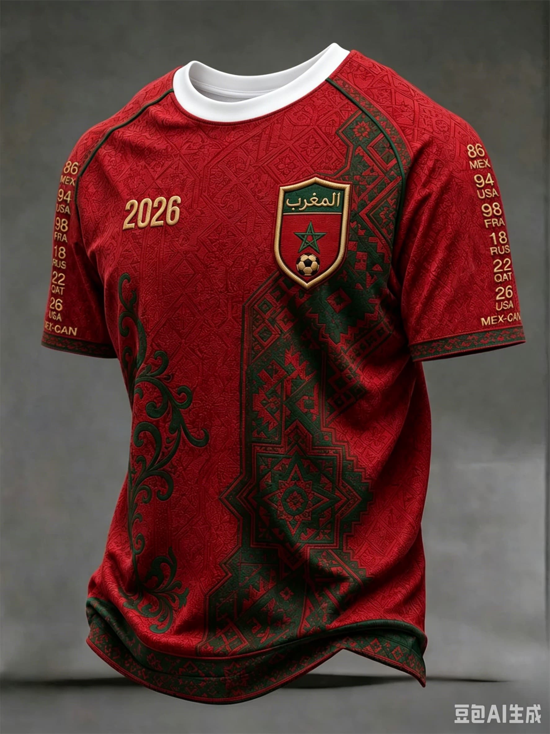 Huiteng14 Zomer Heet Verkocht Gezins Matching Marokko 3D Geprint Kortademig T-shirt Voetbalfan Sneldrogend Ademend Sport T-shirt 2XL