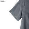 ZANZEA Vestido Casual de Verano para Mujer de Manga Corta y Color Sólido con Cuello Redondo