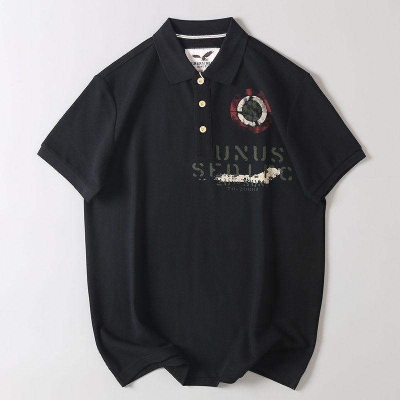 Original Foreign Trade Surplus Stock, Men s Summer Polo Shirt with Cut Tags, Short-Sleeve Casual T-Shirt Top for Men, Trendy Black 2XL