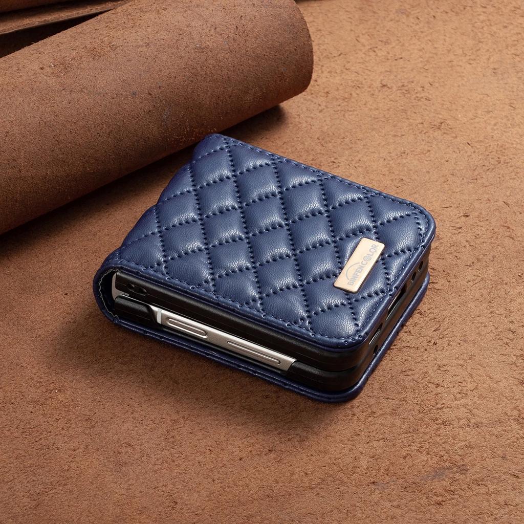 Étui de luxe en cuir pour Samsung Galaxy Z Flip 7 FE 6 5 4 3 5G Flip4 Flip5 Anti-Choc Housse de Protection Sac Sensation Cuir Fundas