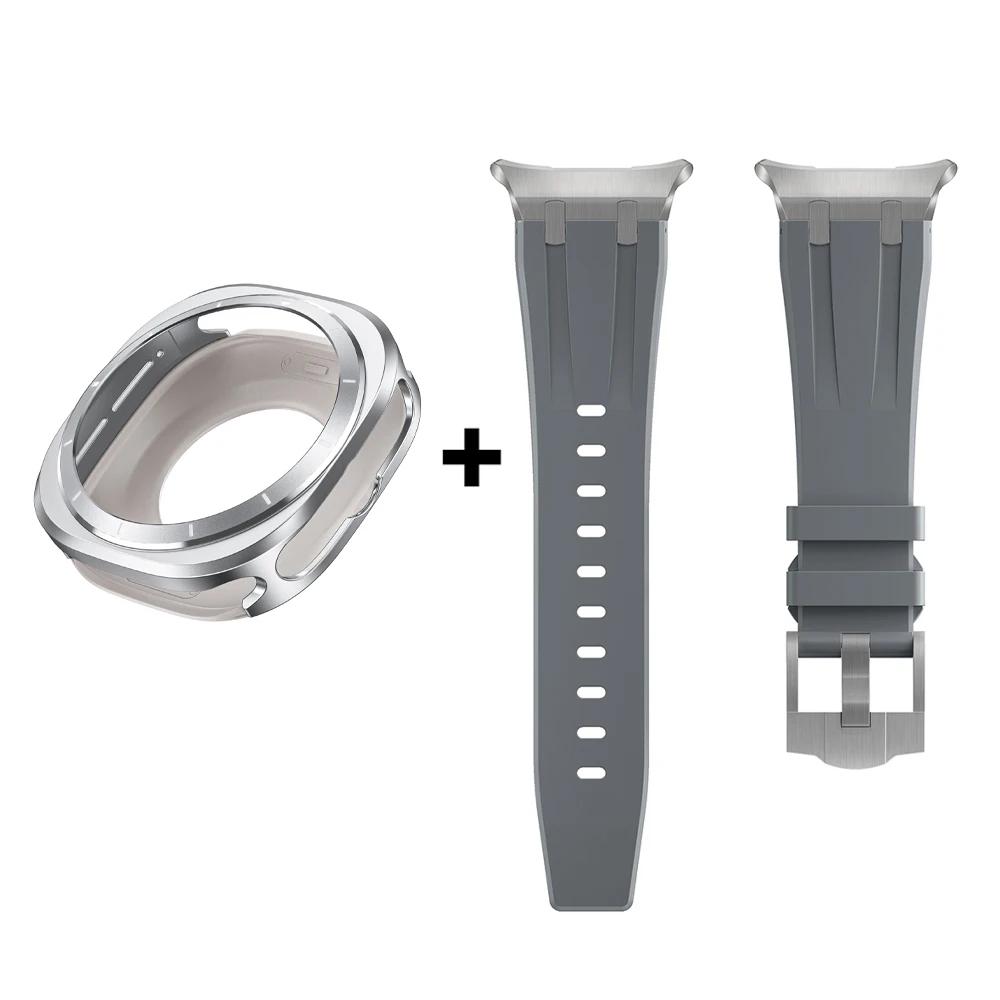 Luxury Case Strap for Samsung Galaxy Watch 7 Ultra 47mm Rubber Band Aluminium Cover For SAMSUNG GALAXY ULTRA 47MM Men Bracelet