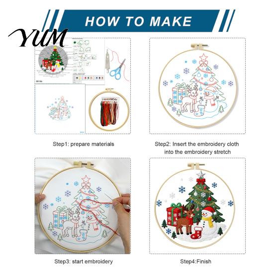 Christmas Gift Ideas Embroidery Kit, DIY Holiday Ornament Craft Xmas Tree Box Pattern, Supplies Festive Needlework Sewing Kit for Adults Teens,
