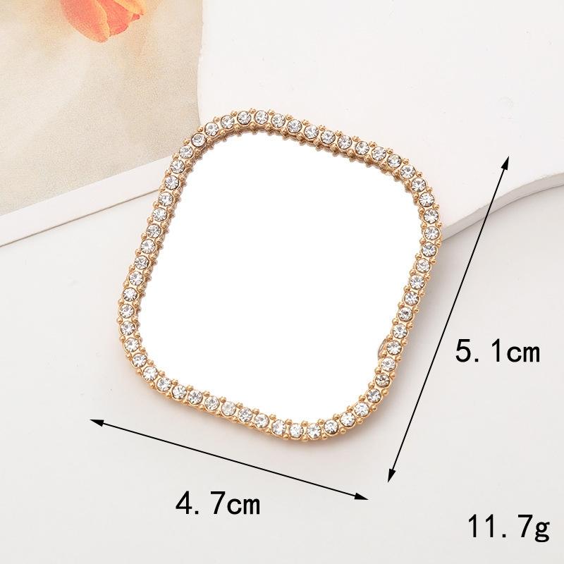 Sense of Advanced Butterfly Heart Shaped Girls Gem Make Up Mirror Liquid Metal Style Women Mini Portable Handheld Mirror