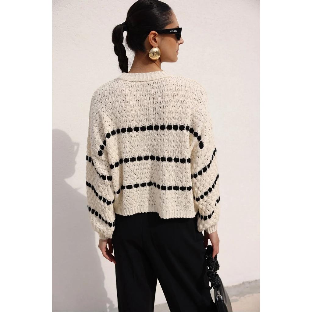 Women's Square Patterned Oversize Sweater